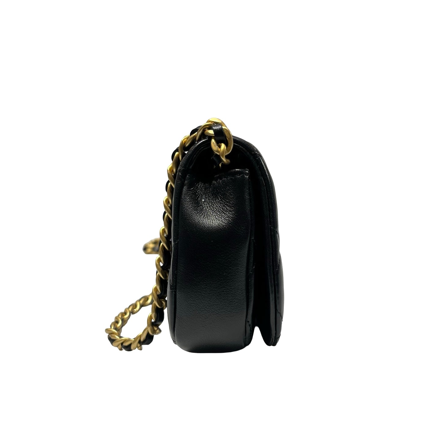 Used CHANEL Lambskin Leather Cross Body Bag Black GHW