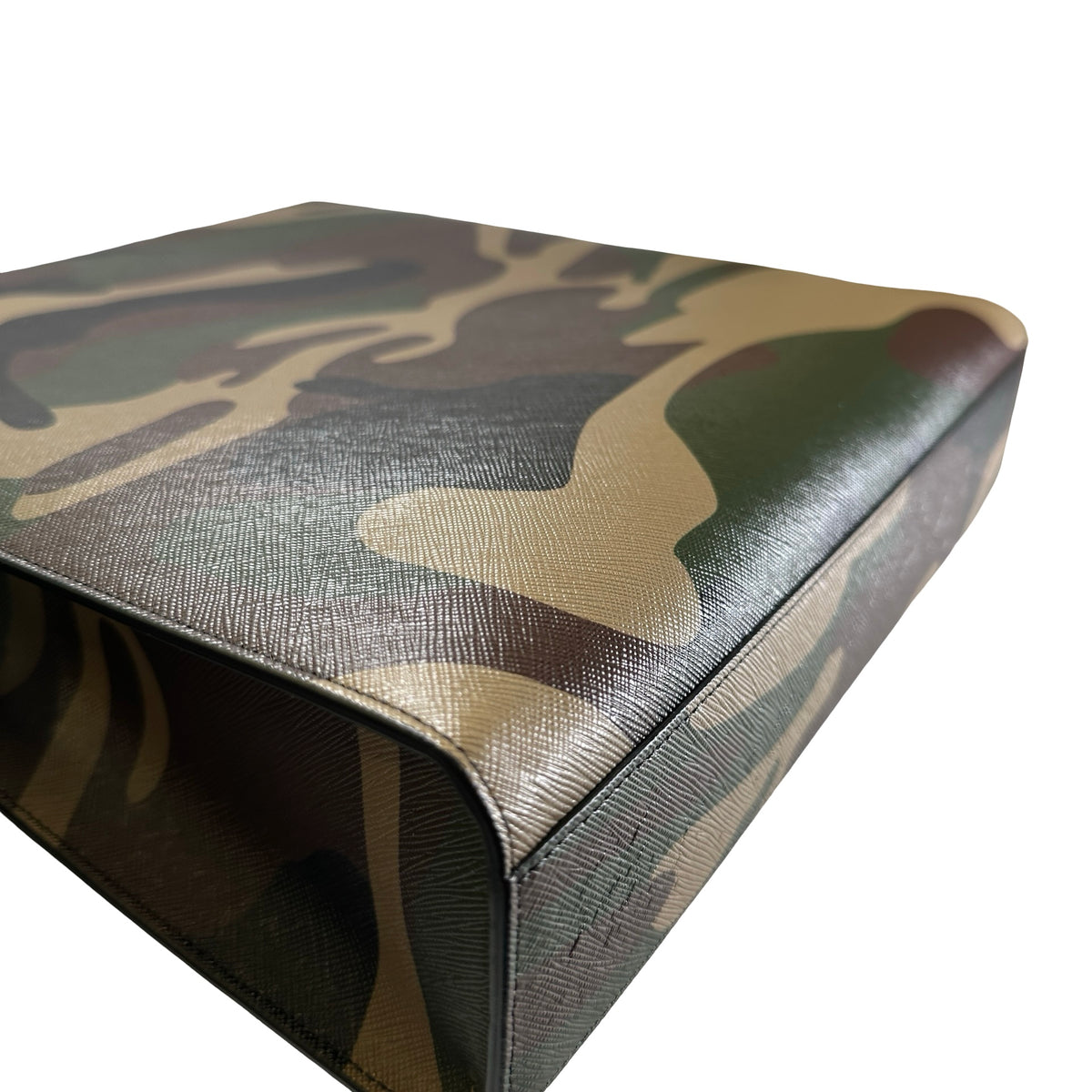 Used CELINE Camouflage Vertical Cabas Tote Bag Green Brown Khaki White