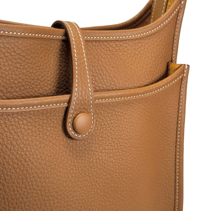 Used HERMES Clemence Evelyne Shoulder Bag Gold