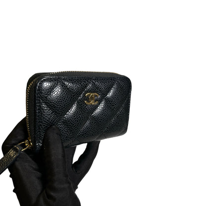 Used CHANEL Caviar Quilted Classic Zipped Coin Purse Coin Purse Black GHW