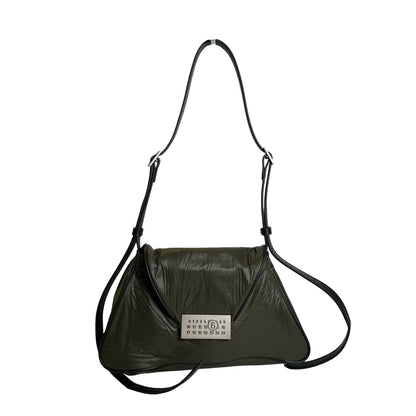 Used MAISON MARGIELA Padded Nylon Snatched Shoulder Bag Khaki Silver