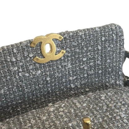 Used CHANEL Tweed Chanel 19 Chain Shoulder Bag Grey，GHW