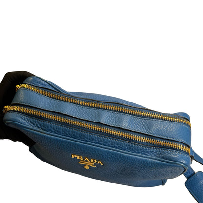 Used PRADA Vitello Phenix Leather Vittelo Phenix Camera Bag Camera Bag Blue