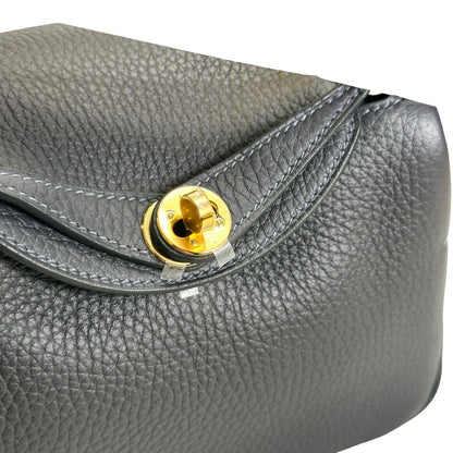 Brand New HERMES Clemence Mini Lindy Handbag Caban GHW