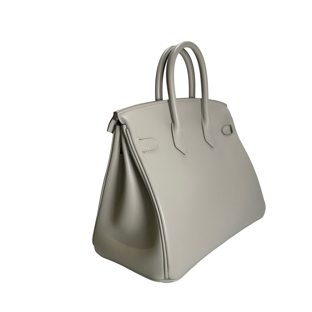 Used HERMES Swift Leather Birkin 25 Handbag Grey PHW