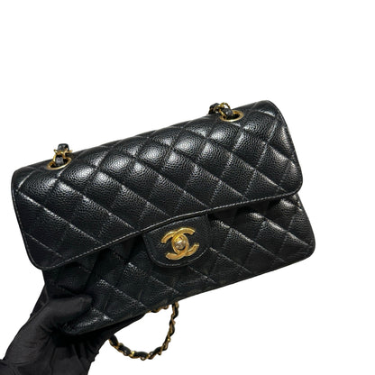 Used CHANEL Caviar Quilted CF23 Chain Shoulder Bag Black Gold