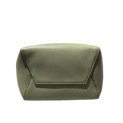 Used CÉLINE Calfskin Leather Sangle Shoulder Bag GREEN GHW