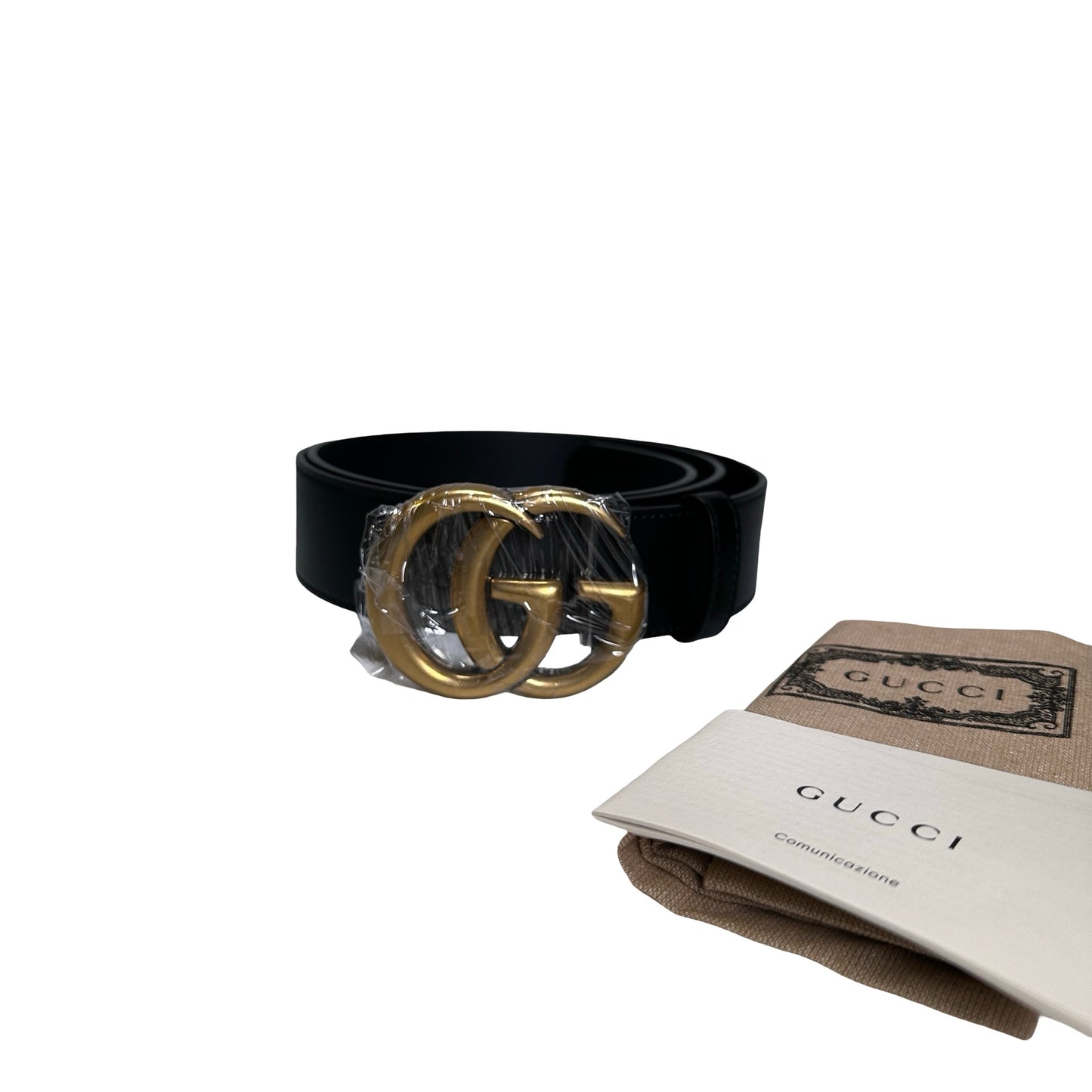 Brand New GUCCI Leather Double G Marmont Belt Black GHW