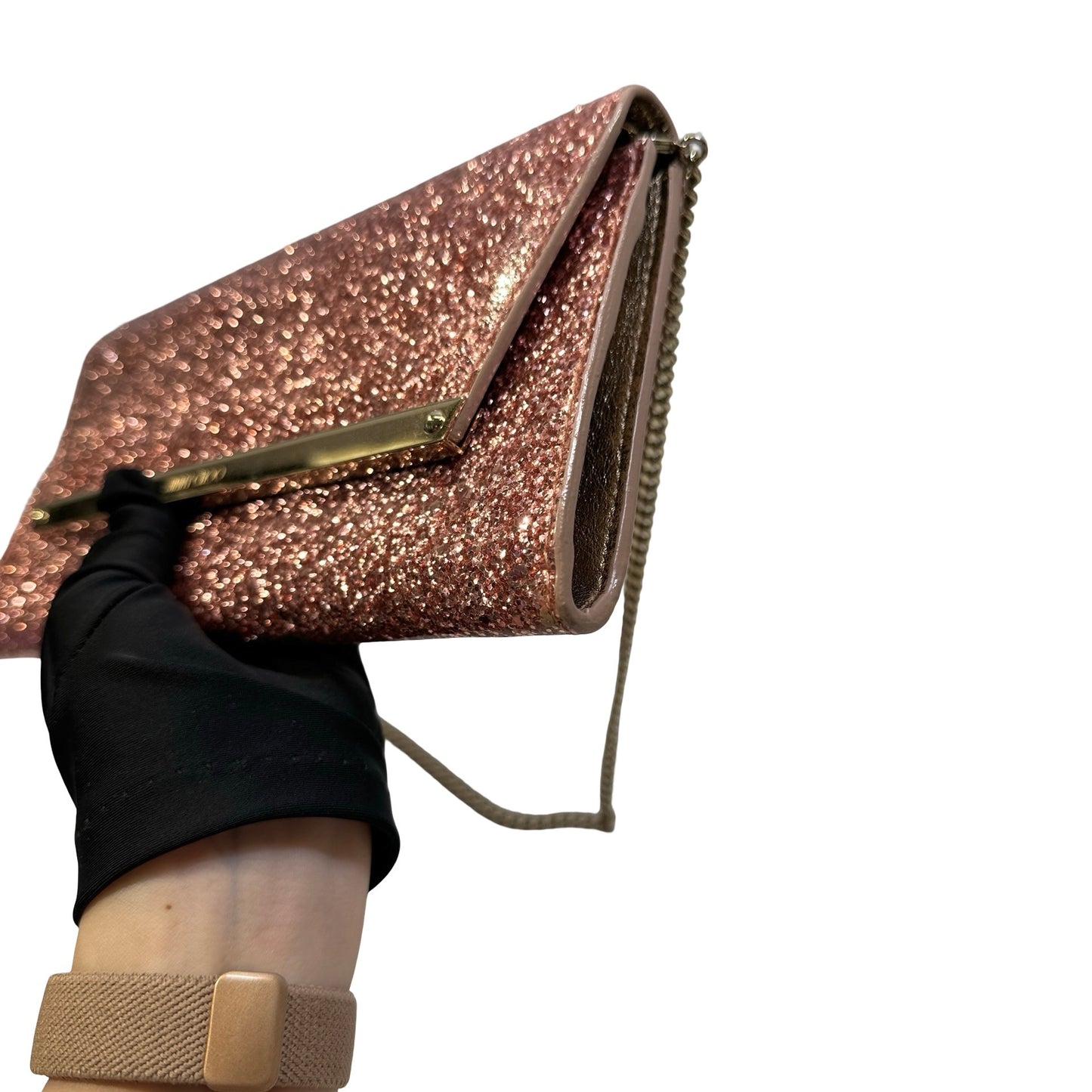 Used JIMMY CHOO Glitter Glitter Bag Clutch Pink