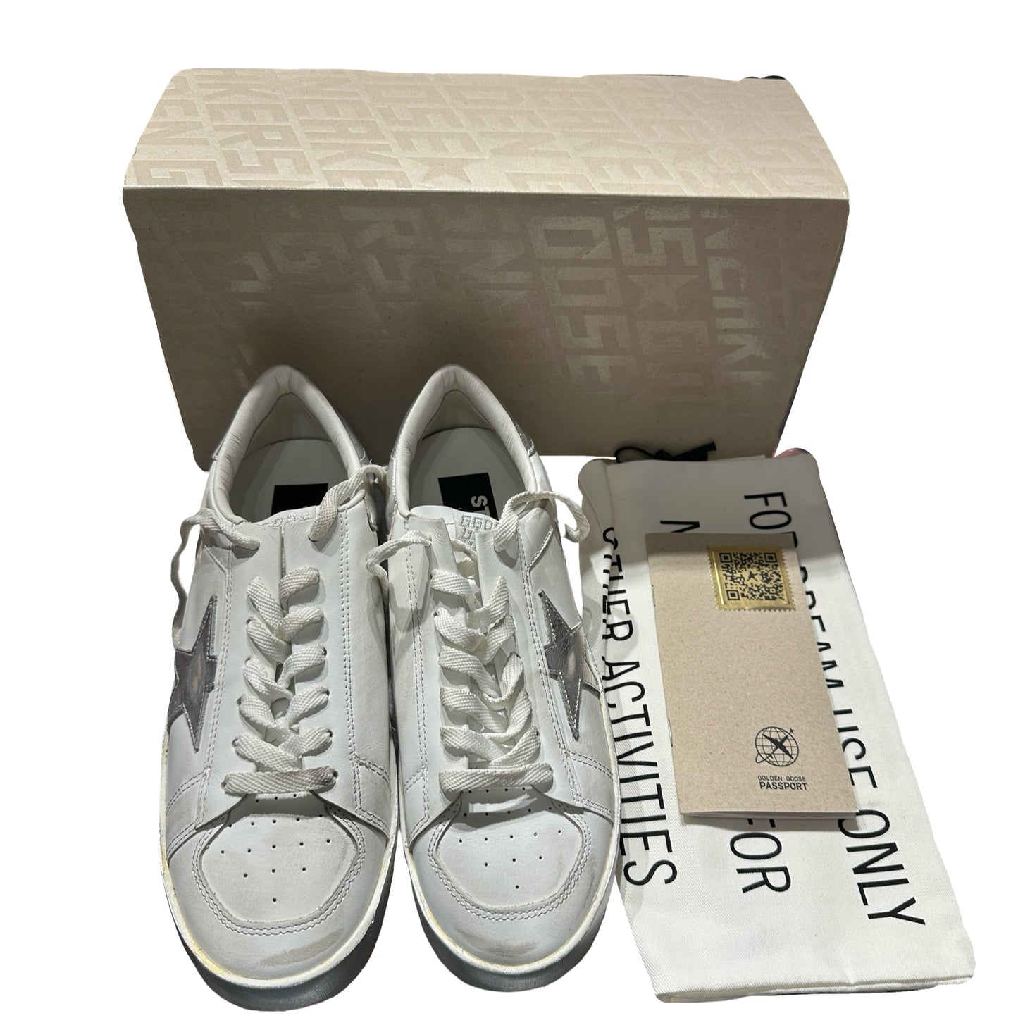 Unused GOLDEN GOOSE Stardan Sneakers Shoes White Silver