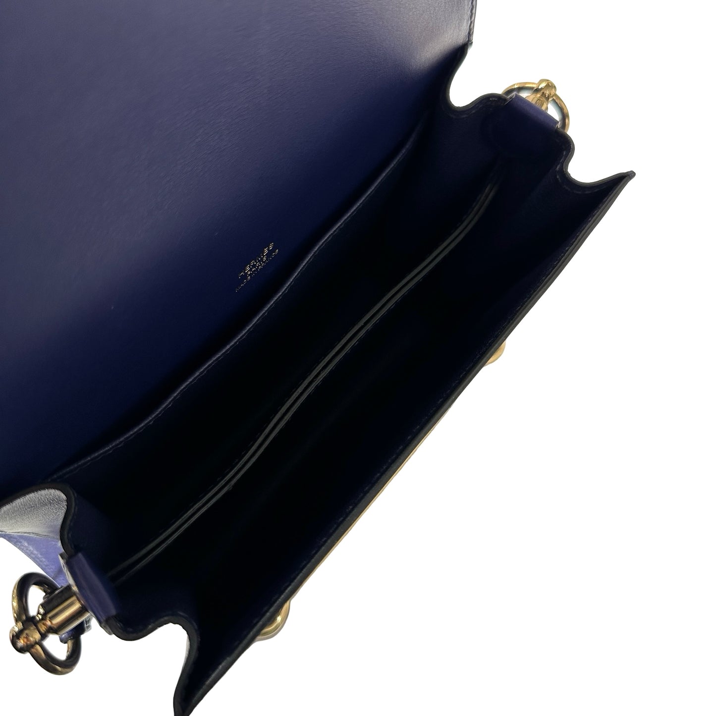Used HERMÈS Allegro Calfskin MINI ROULIS Shoulder Bag M3 Bleu Encre GHW