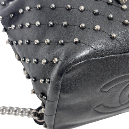 Used CHANEL Lambskin Studded Stud Wars Backpack Backpack Black Silver