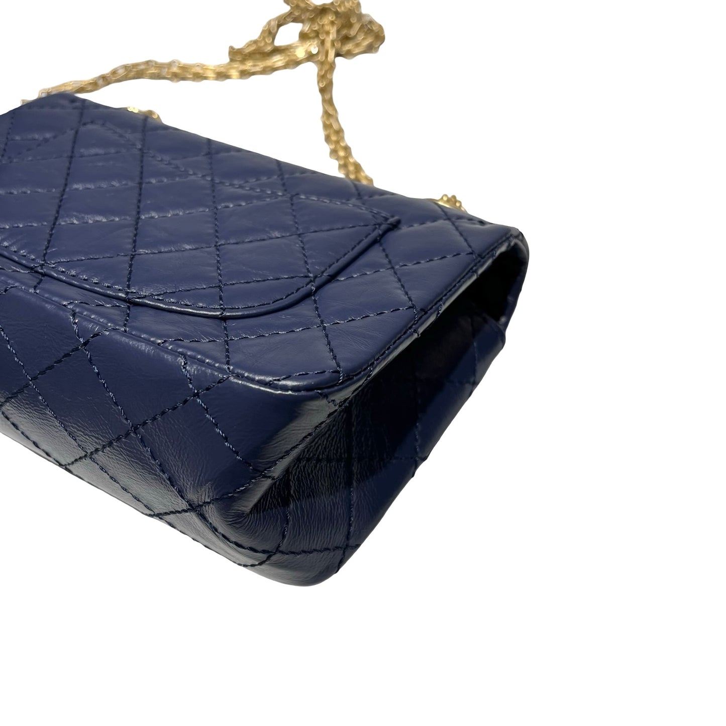 Unused CHANEL Mini 2.55 Cross Body Bag Navy Blue GHW