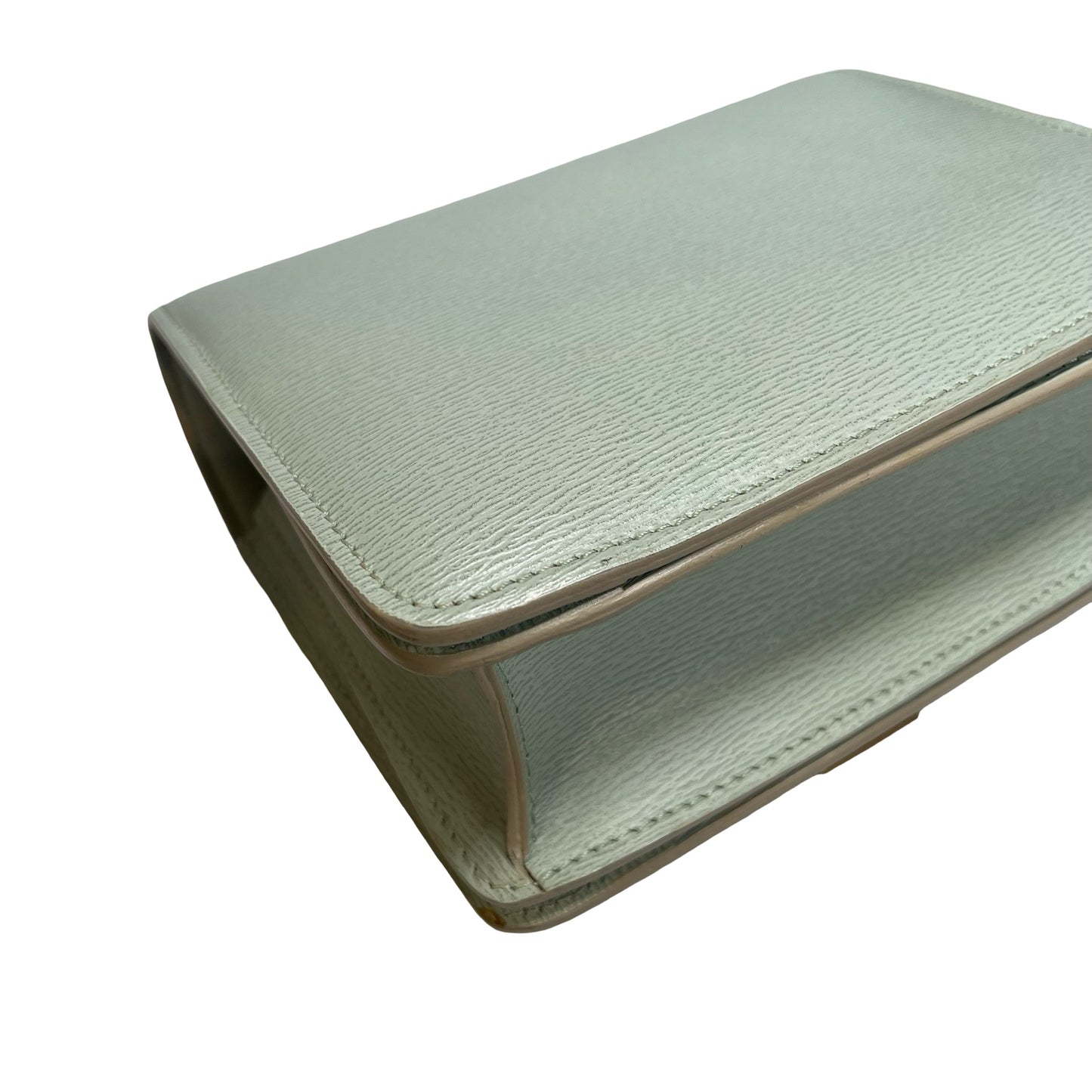CELINE Epi Leather Classic Box Shoulder Bag Light Green GHW