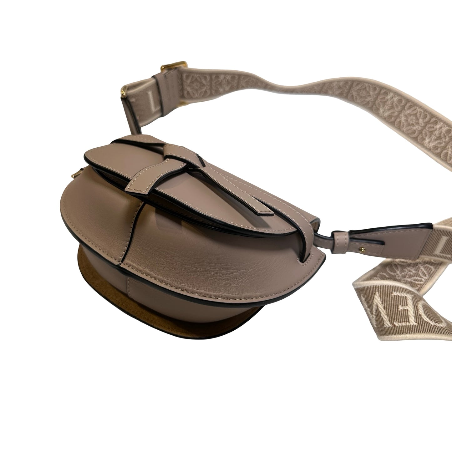 Used LOEWE Calfskin Gate Dual Crossbody Bag Taupe