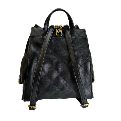 Used CHANEL Caviar Quilted 25 Backpack Backpack Black Gold