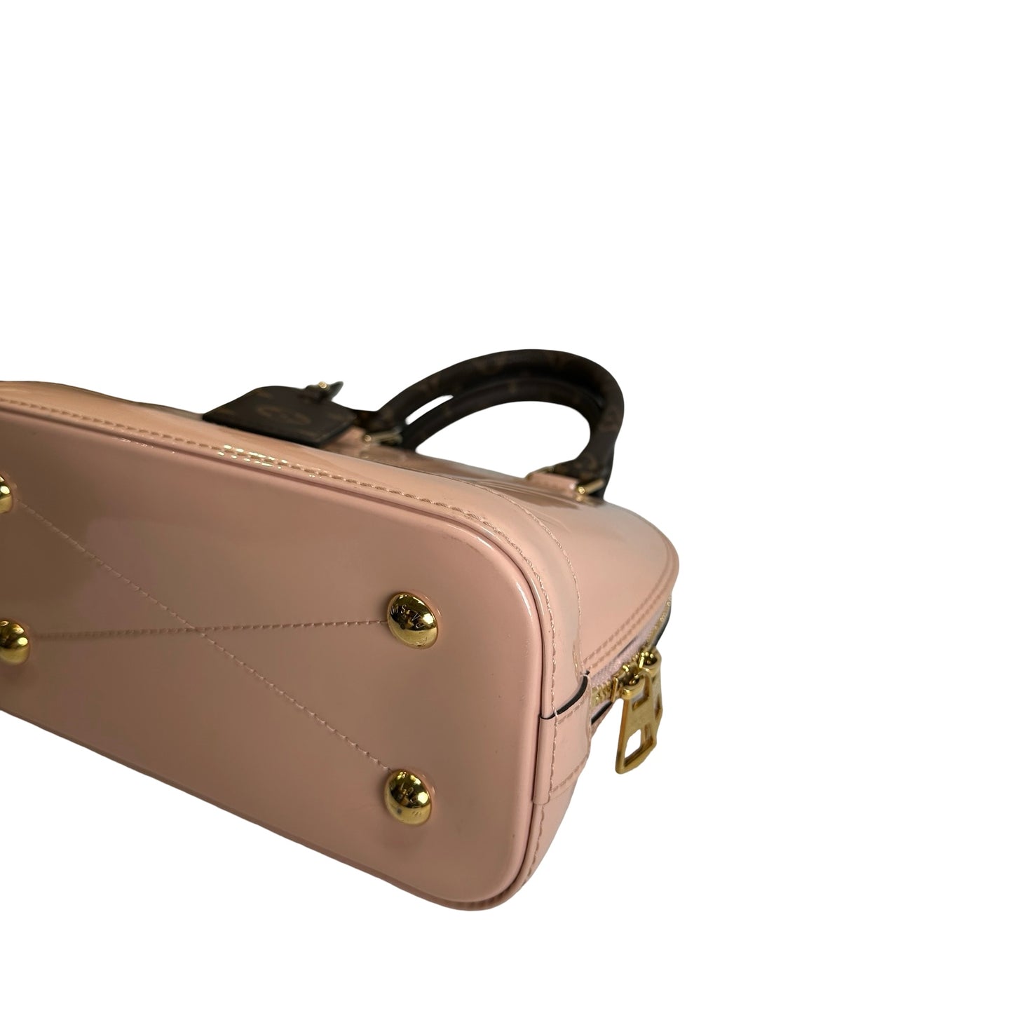 Used LOUIS VUITTON Monogram Vernis Alma Handbag Rose Velours Brown