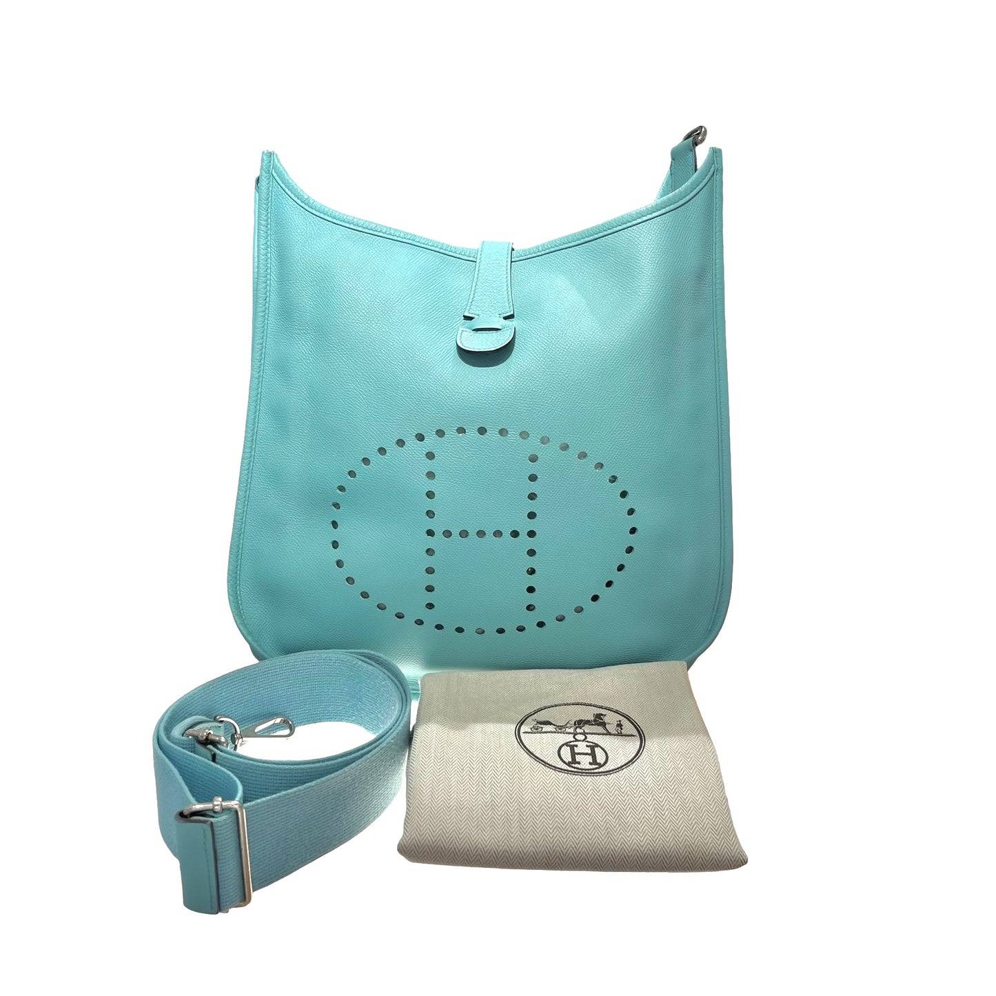 Used HERMÈS Evelyne Shoulder Bag 3P Bleu Atoll PHW