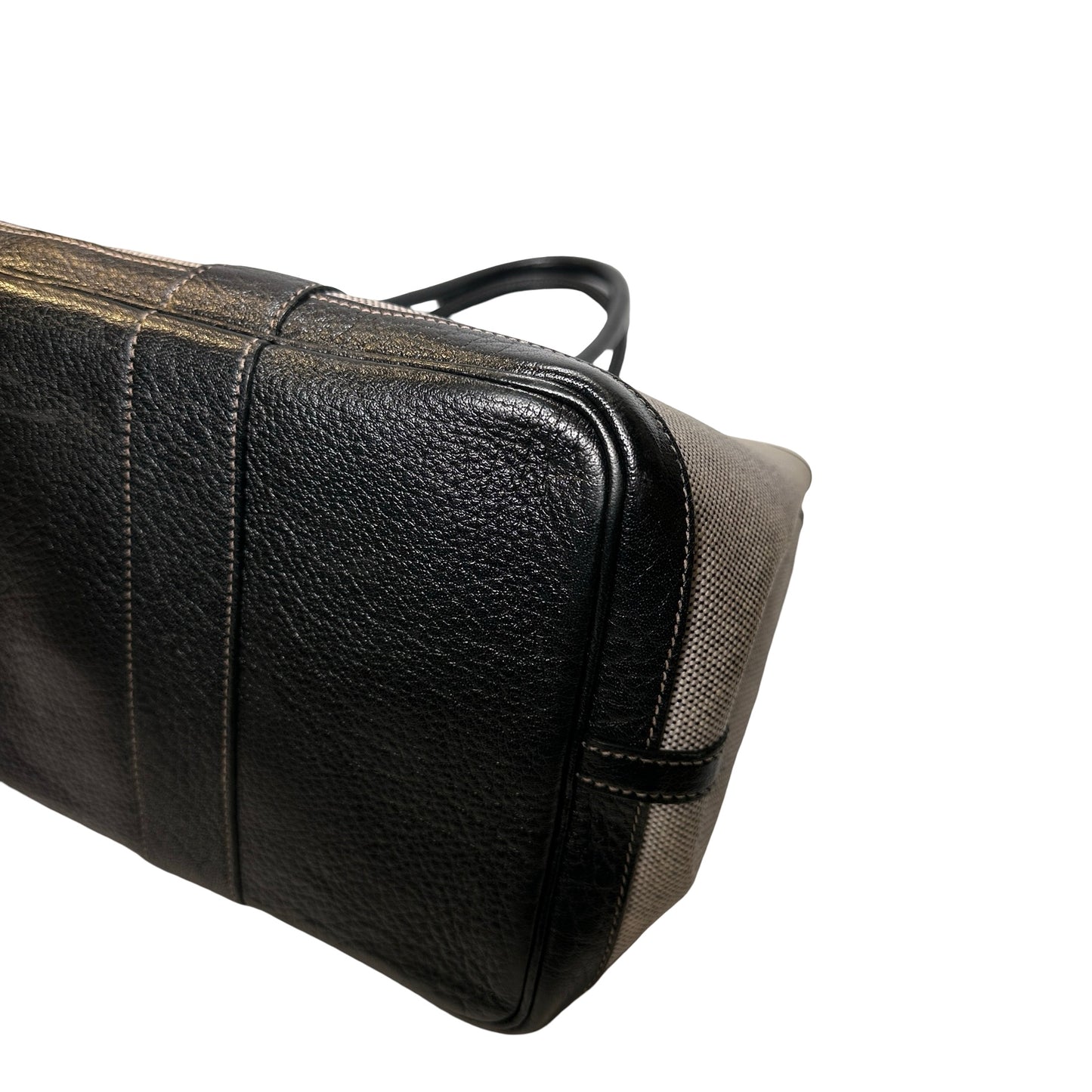 Used HERMES CANVAS GP 36 Handbag Black Grey PHW