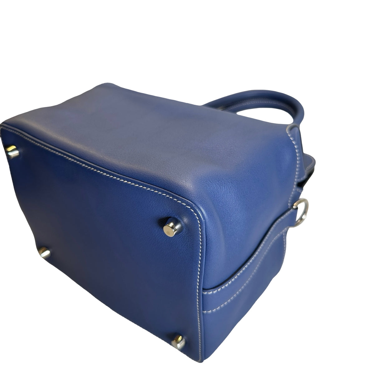 Used HERMES Leather Toolbox Handbag Blue