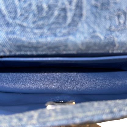 Used CHANEL Denim 23P CAMELIA HEART CRUSH FLAP Cross Body Bag Denim Blue