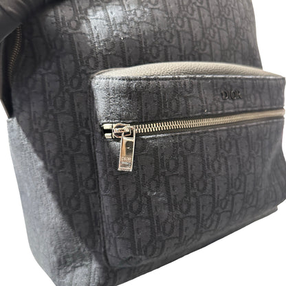 Used Dior Technical fabrics Cotton Calfskin Leather Backpack Navy Blue PHW