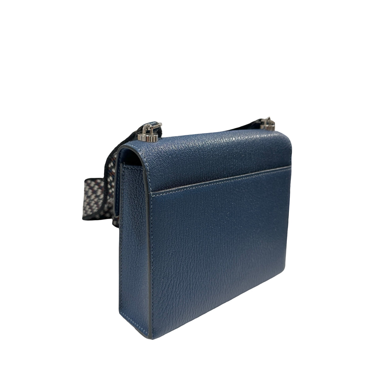 Used HERMES Chevre Mini Verrou Crossbody Bag 73 Bleu Salhir PHW