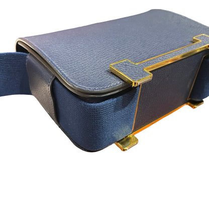 Used HERMÈS Geta Shoulder Bag Navy Blue GHW
