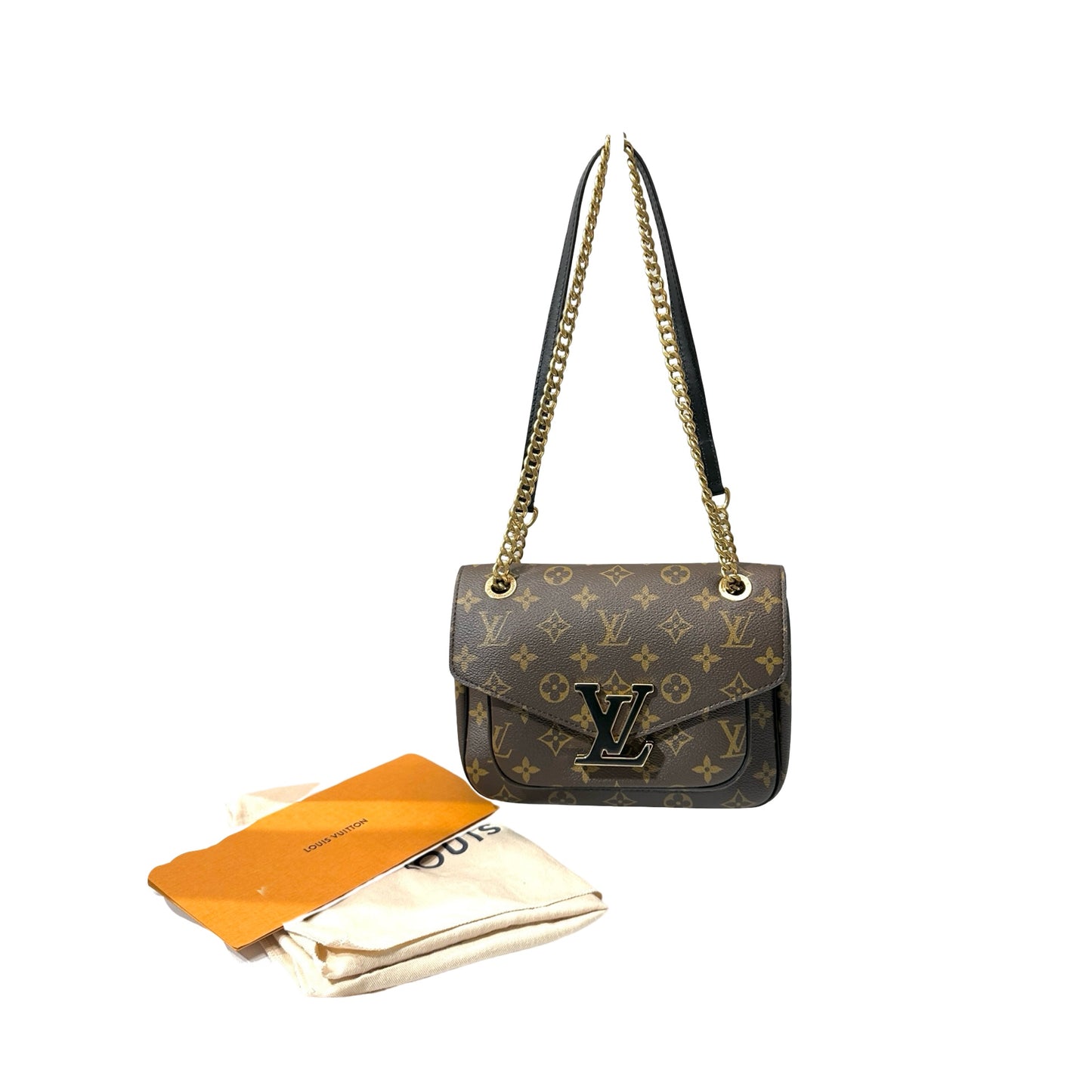 Used LOUIS VUITTON Monogram Canvas PASSY NM MNG Shoulder Bag Brown GHW