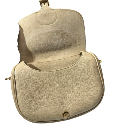 Used DIOR Calfskin Leather Bobby Cross Body Bag Beige GHW