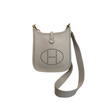 Used HERMES Clemence Leather Evelyne Cross body bag Craie