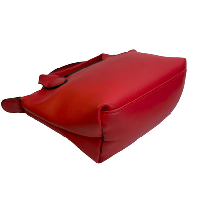 Used LONGCHAMP Leather Le Pliage Handbag Red
