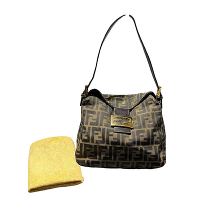 Fendi Canvas Hobo Bag Brown GHW