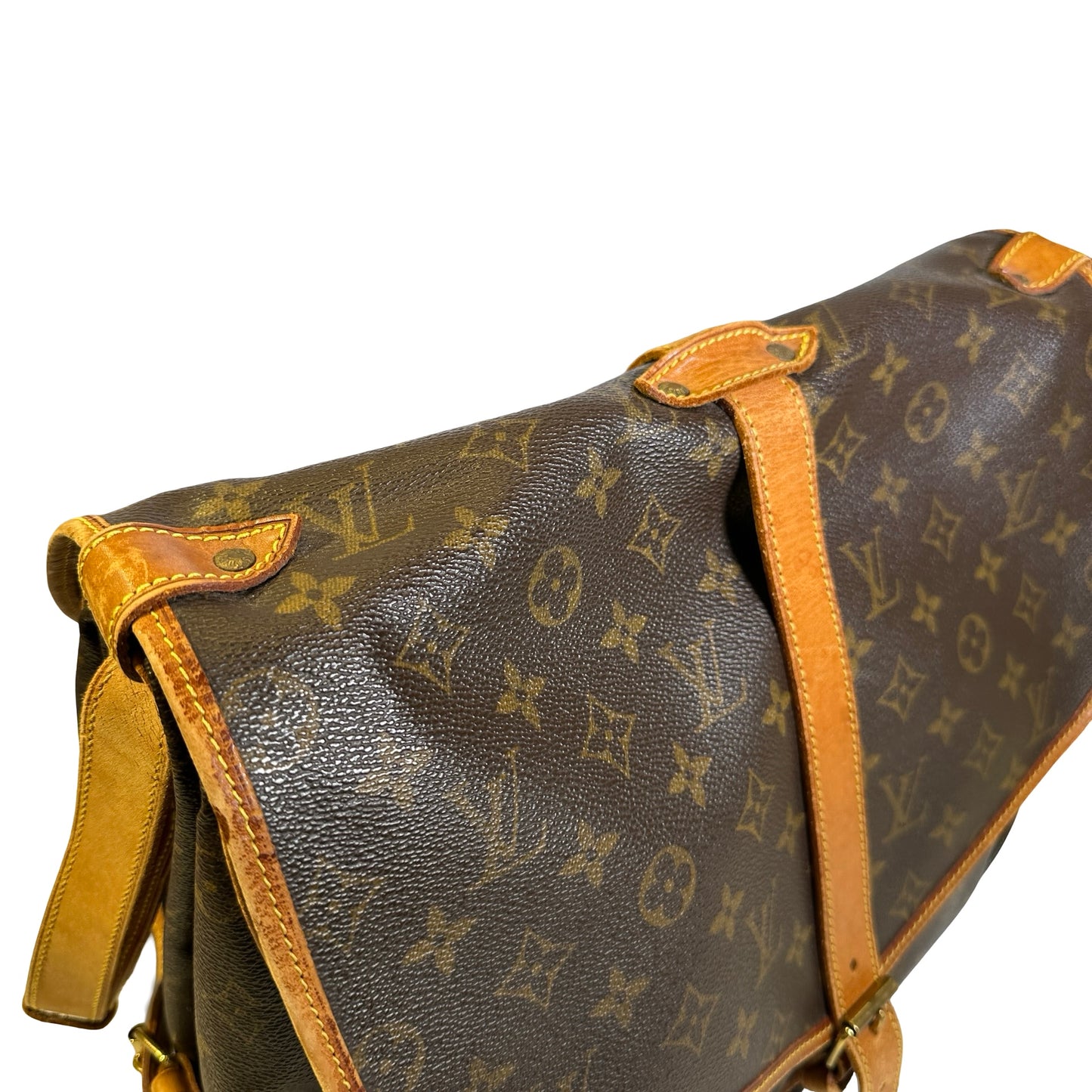 Used LOUIS VUITTON Monogram Saumur Messenger Bag Brown