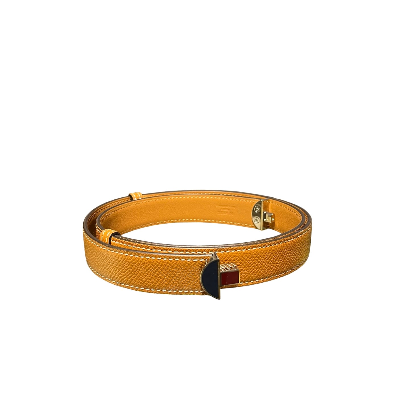 Used HERMÈS Calfskin Leather Belt Gold PHW