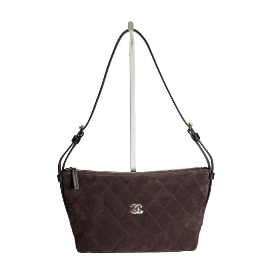 Brand New CHANEL Quilted Suede Quilted Suede Shoulder Bag Shoulder Bag Brown GHW
