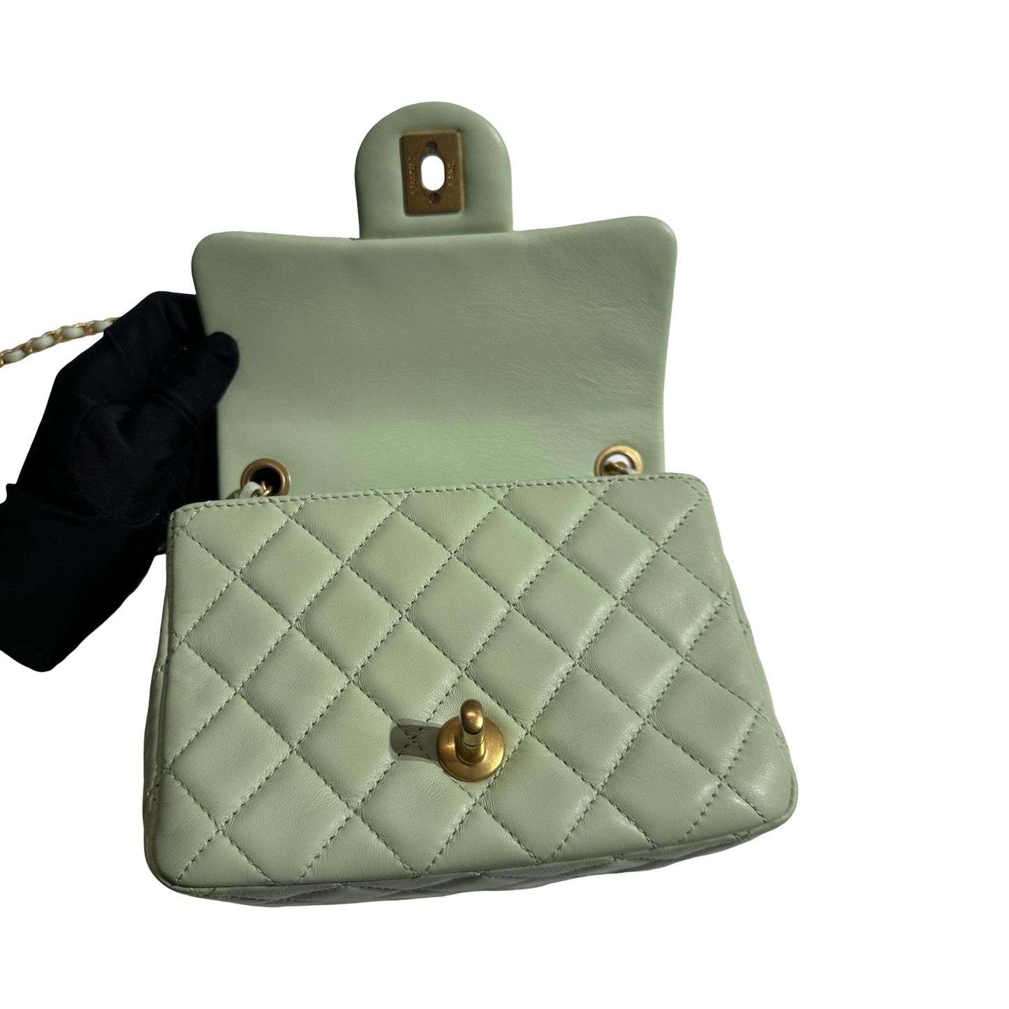 Brand New CHANEL Matelasse Quilted Mini Matelasse Mini Bag Light Green GHW