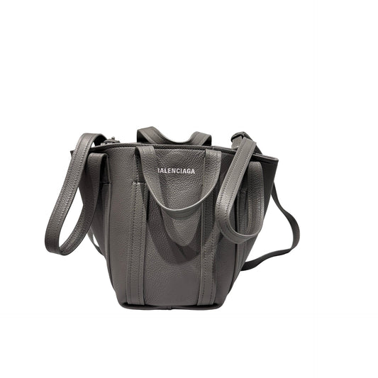 Used BALENCIAGA Calfskin Leather Everyday Shoulder Bag Grey PHW