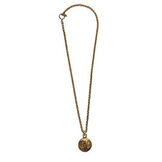 Used CHANEL CC LARGE ROUND PENDANT VINTAGE NECKLACE Accessories Gold