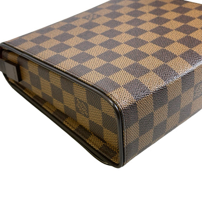 Used LOUIS VUITTON Damier Ebene Pochette Ipanema Shoulder Bag Brown