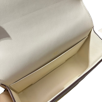 Used HERMÈS Chèvre Mysore Geta Shoulder Bag GHW White