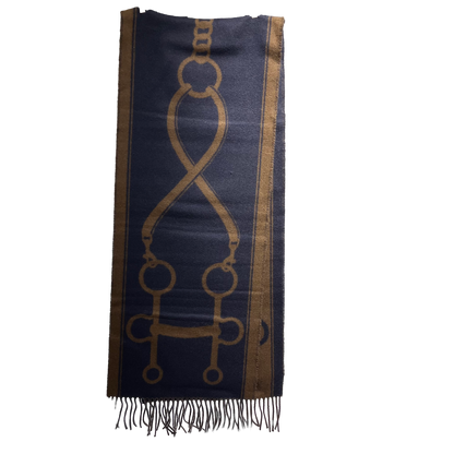 New HERMÈS Cashmere Scarf Scarf Navy Brown