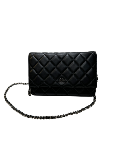 Used CHANEL Lambskin Quilted Classic Wallet on Chain Chain shoulder bag Black PHW