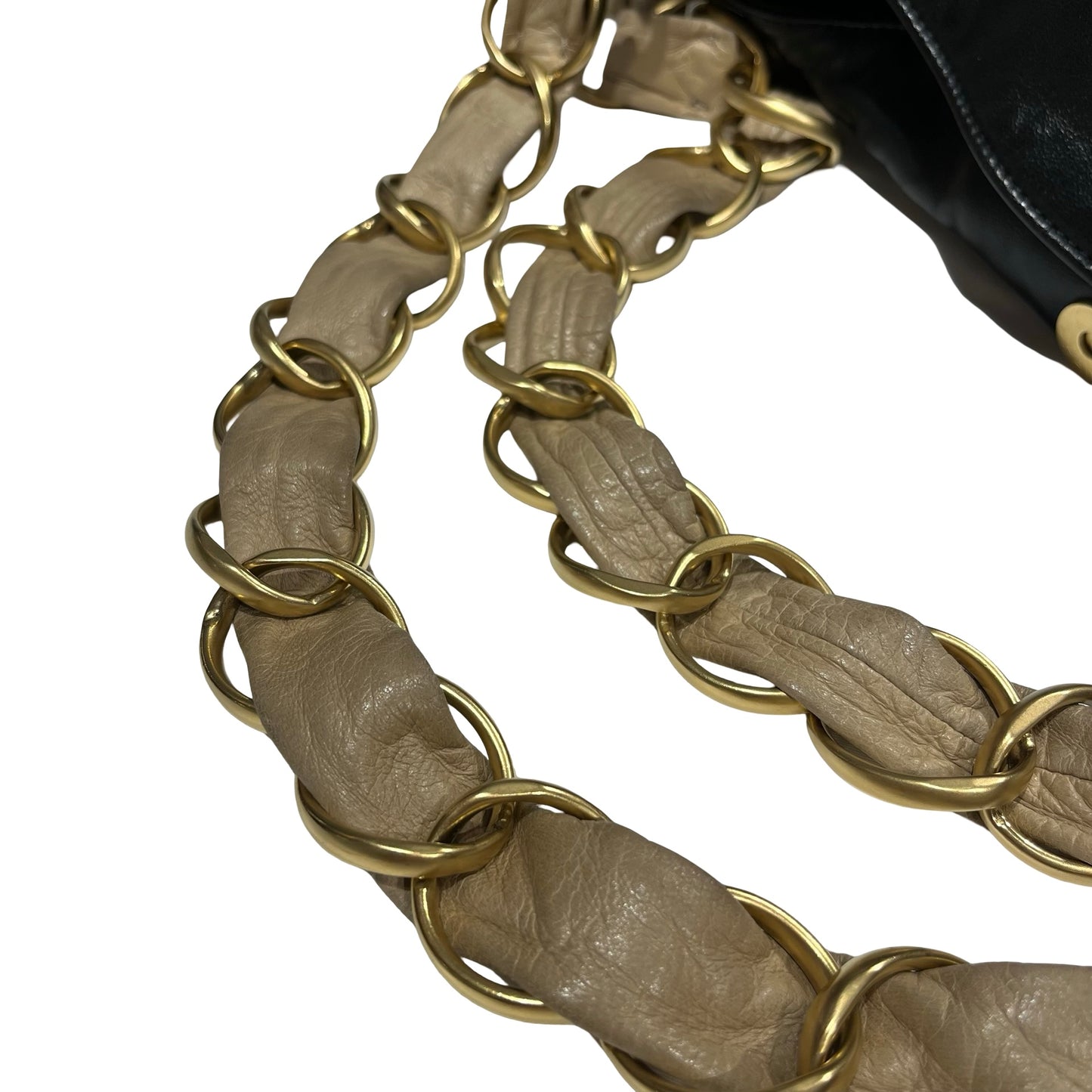 Chanel Shoulder Bag Black Beige Gold [3001098]