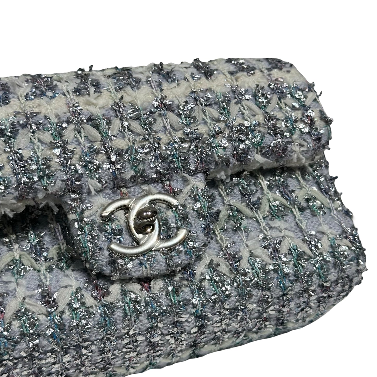 CHANEL CF MINI 20 TWEED LIGHT BLUE PHW[3000164]