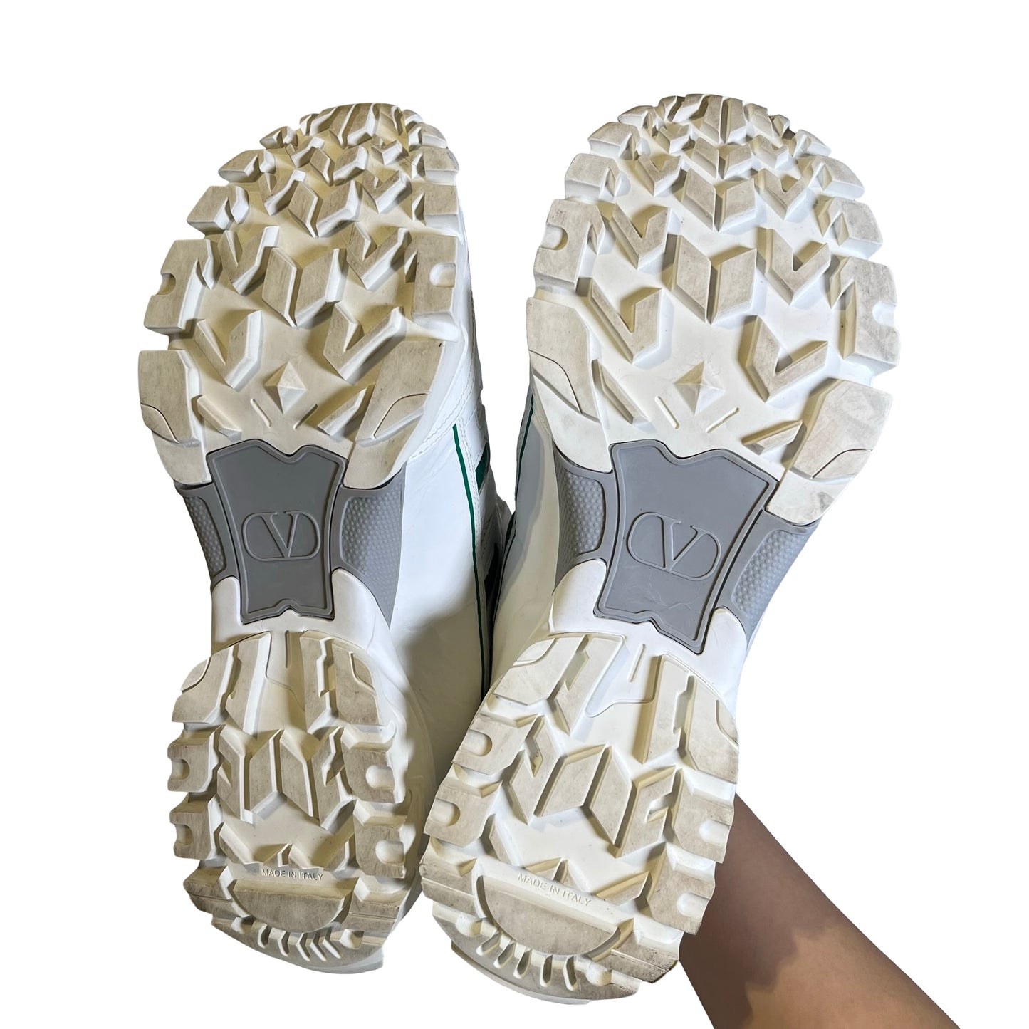 Used VALENTINO Mesh Leather Climbers Undercover Collaboration Sneakers White Green