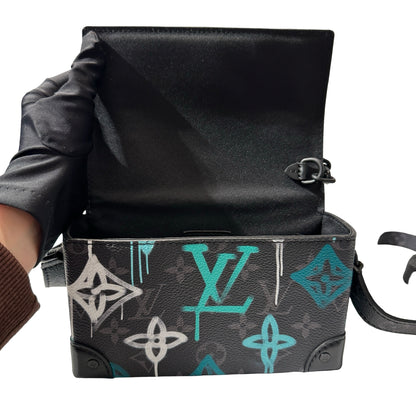 Used Louis Vuitton Monogram Eclipse coated canvas Steamer cross body Bag Black