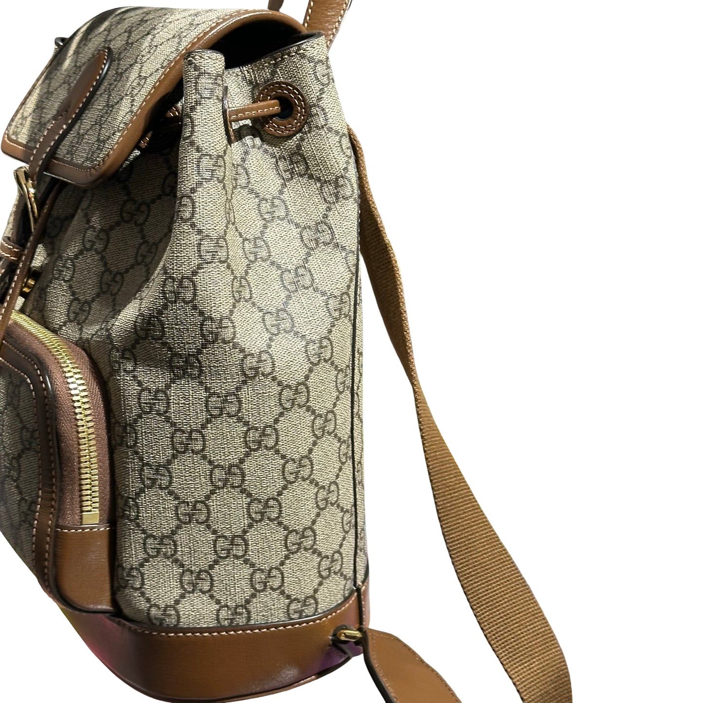 Used Gucci Canvas Gucci Monogram Backpack Backpack Beige Brown GHW