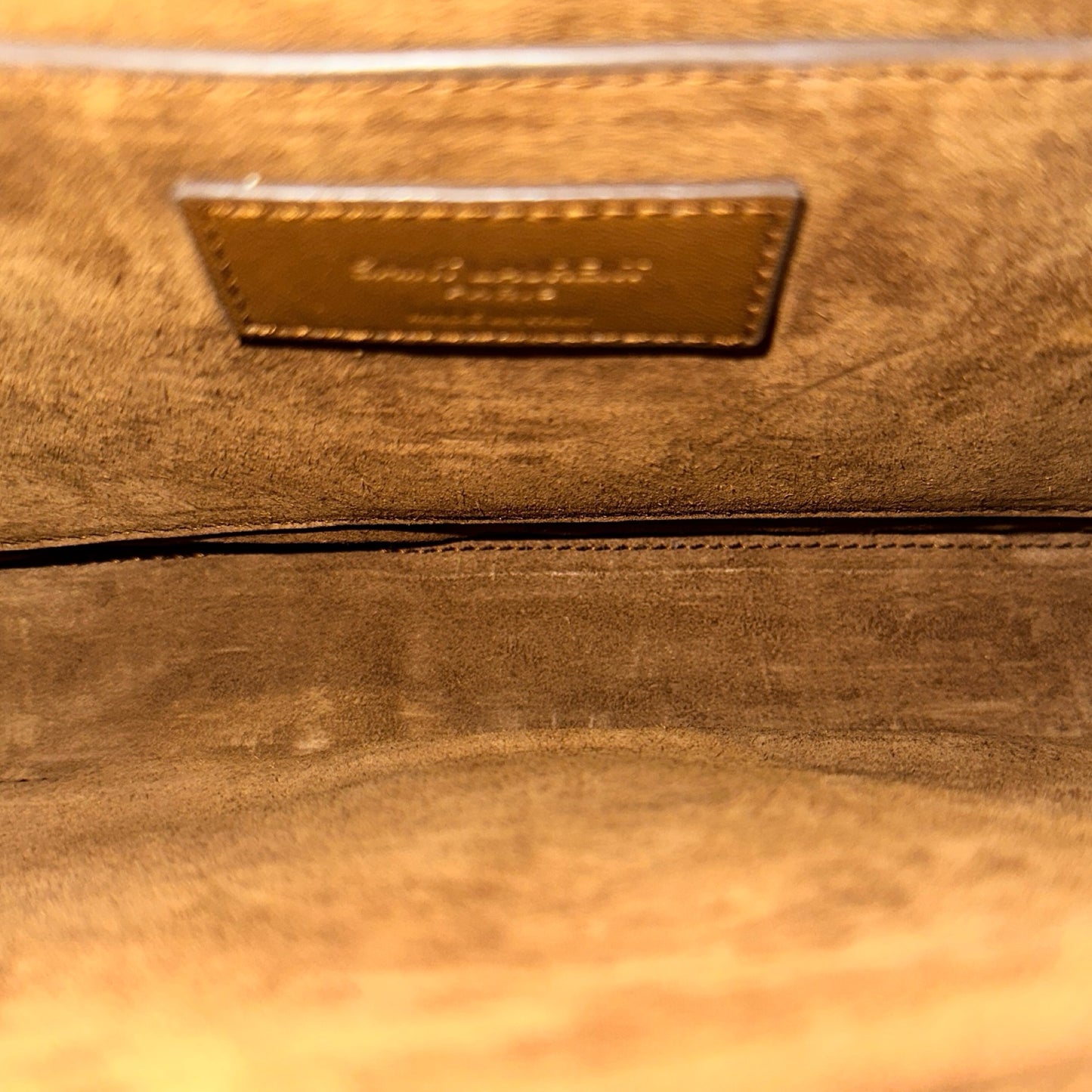 Used SAINT LAURENT Leopard Print Suede Bellechasse Cross Body Bag Brown GHW