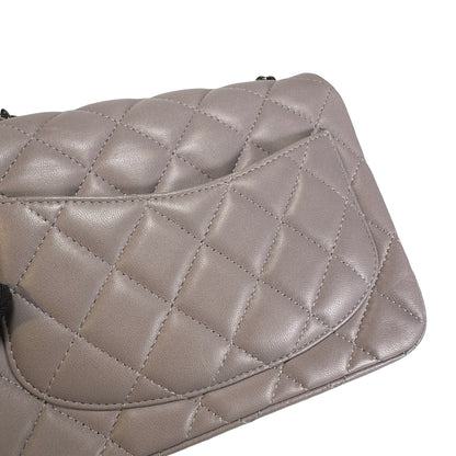Used CHANEL Lambskin Classic Flap Bag Cross body bag Grey PHW
